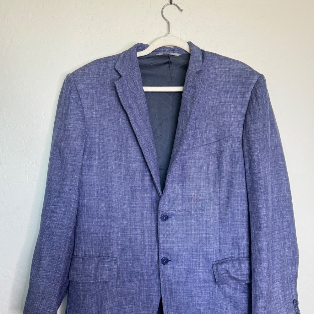 Canali Mens Wool Silk Linen Blazer 36R Blue Excellent 2-Button Sport Coat Preppy - Picture 2 of 12